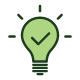 Lightbulb in an on state with a checkmark